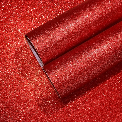 CHIHUT Red Glitter Wallpaper 15.7''x100'' Sparkle Glitter Fabric Peel and Stick Wallpaper Roll Self Adhesive Removable Red Glitter Contact Paper Decorative for Walls Dresser Vanity Photo Background