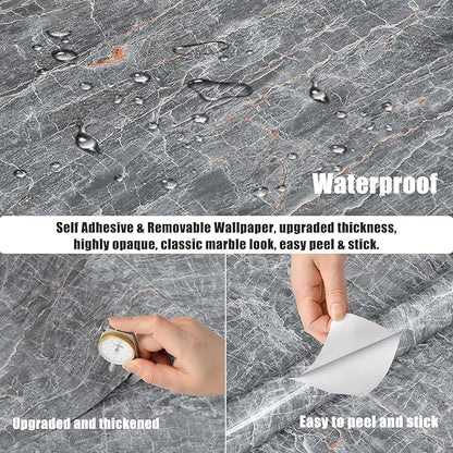 Yancorp 16"x120" Granite Gray Contact Paper Marble Wallpaper Peel and Stick Countertops Backsplash for Kitchen Waterproof Renter Friendly Wallpaper Papel Tapiz para Pared