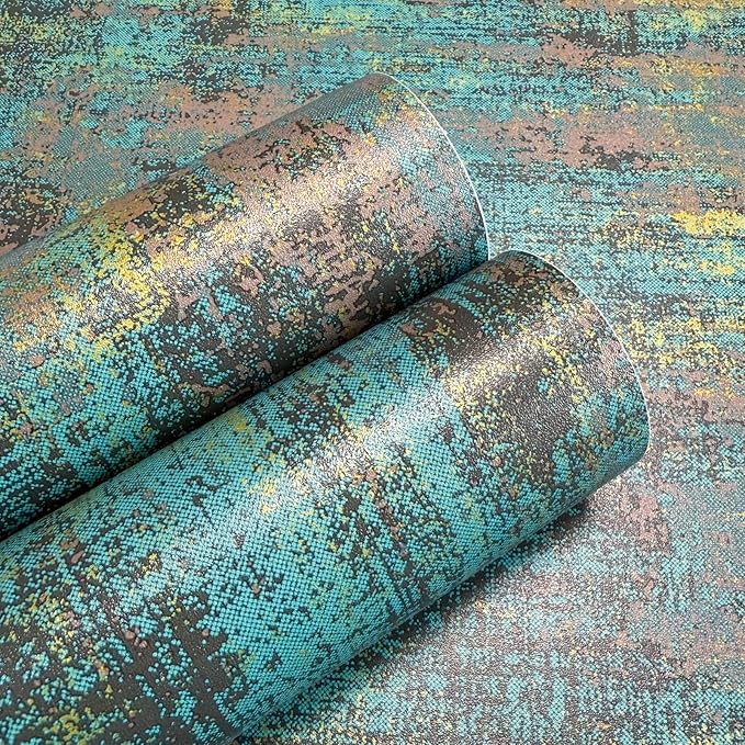 JiffDiff Vintage Metallic Peel and Stick Wallpaper Self Adhesive Industrial Metallic Concrete Wall Paper Modern Stick on Wallpaper(17.3