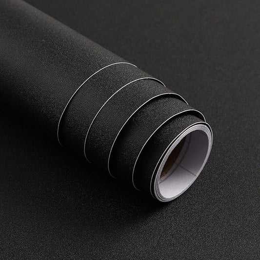 15.7" x 591" Black Wallpaper Black Contact Paper Waterproof Peel and Stick Self Adhesive Wallpaper Removable Easy to Clean Vinyl Film Decorative for Desk Wallcovering Furniture Countertop