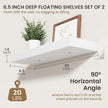 20 Inch Floating Shelves | 6.5 Inch Deep White Floating Shelves Set of 2 | 20