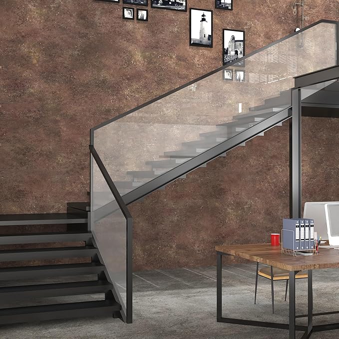 32x315inch Wide Concrete Wallpaper Peel and Stick Retro Brick Red Granite Countertop Contact Paper Brown Stone Wall Paper Matte Thicken Bubble-Free Design Waterproof Self-Adhesive Vinyl Wall Stickers
