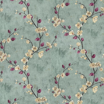 Floral Peel and Stick Wallpaper Flower Tree Contact Paper A Set of 17.5"x300" Self Adhesive Removable Modern Sage Green Wall Paper Decorative Wall Covering Countertop Vinyl Film Roll