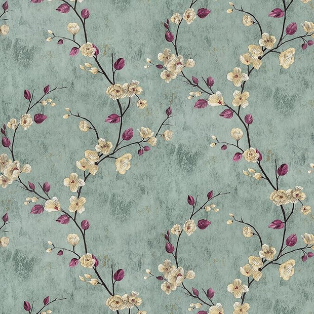Floral Peel and Stick Wallpaper Flower Tree Contact Paper A Set of 17.5"x1200" Self Adhesive Removable Modern Sage Green Wall Paper Decorative Wall Covering Countertop Vinyl Film Roll