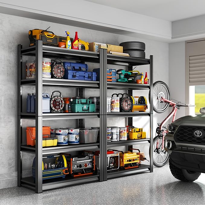 Kitchen Storage Shelves Island with Narrow Space, 78" H Microwave Stand Station with Adjustable Metal Shelve, Stable Steel Structure, Coffee Bar Station Table, Estantes para Cocina, 32" Wx14 Dx78 H