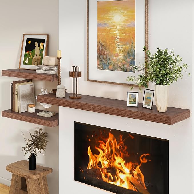 12 Inch Deep Floating Shelves | 55 Inch Walnut Floating Shelves | 55