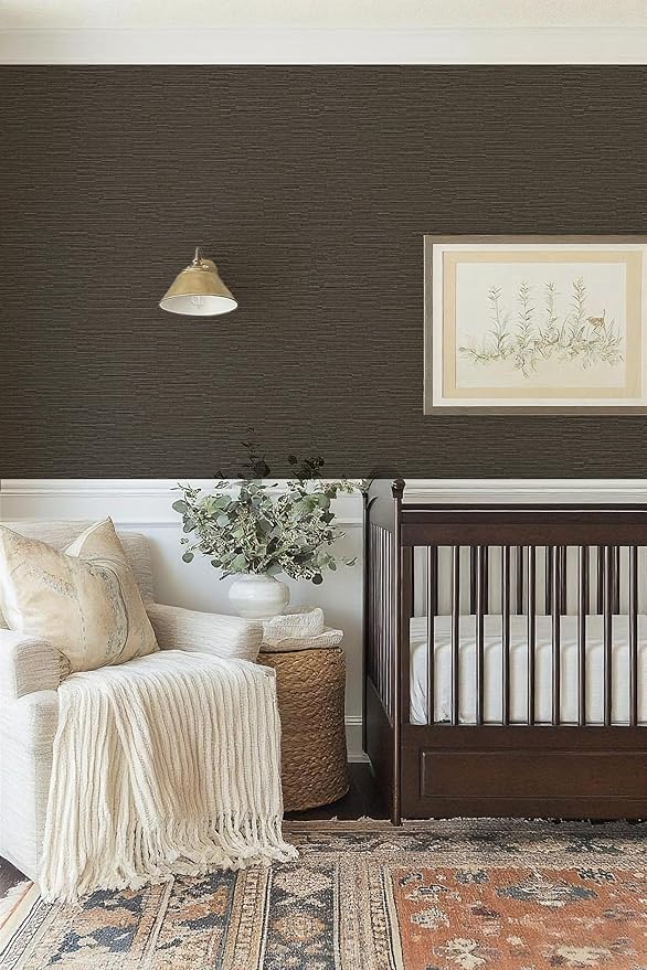 20.8" x 196.8" Textured Peel and Stick Wallpaper, Brown Grasscloth Self Adhesive Wallpaper for Bedroom Bathroom Laundry Room RV Stick and Peel Wall Paper Thickened
