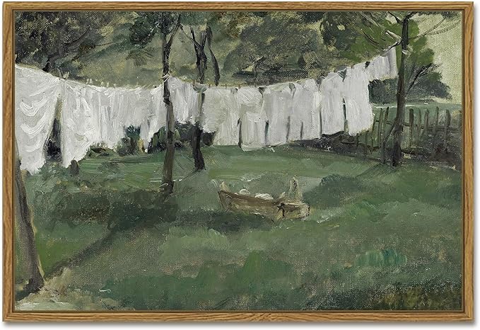SHENIFY Large Laundry Room 16x24in Vintage Framed Canvas Wall Art Decor - Natural Framed