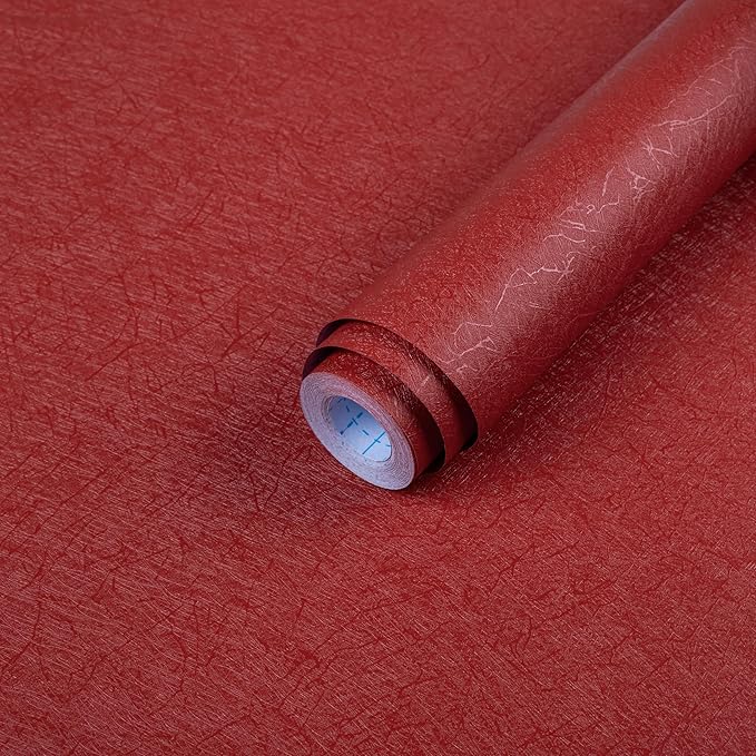 Dark Red Peel and Stick Self Adhesive Wallpaper - Removable Waterproof Bathroom Countertop Contact Paper 15.7" X 196.8" - Kitchen Vinyl Wrap for Cabinet Countertops - Wall Cover Counter Top Paper
