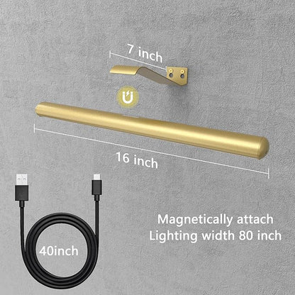16inch Battery Operated Picture Light for Painting Artwork Led Accent Display Light Painting Light with Remote,Rechargeable Picture Lght for Art Portrait Frame Dartborad Gallery Full Metal