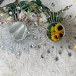 Uaussi 3 Pack Crystal Sunburst Wall Mirror Décor Rhinestone Mirrors Decorative Home Wall Art for Living Room Bedroom Entryway(Flower+Sunburst Silver)