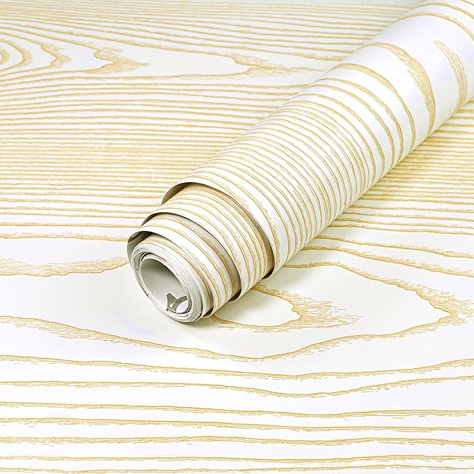Yun-aeon Beige and Gold Wood Contact Paper 17.3