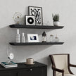 Fun Memories Floating Shelves 36 Inch Long, 9.3 Inch Deep Classic Crown Molding Floating Shelves for Wall, Rustic Wooden Shelves for Wall Decor Bathroom, Kitchen, Office, (Black, 2Pack)
