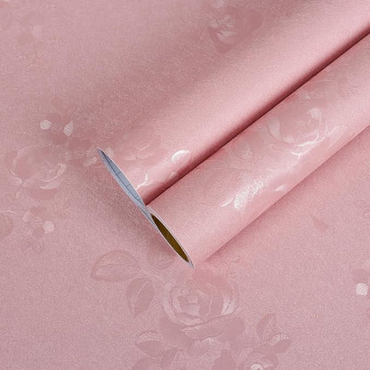 CHIHUT Pink Floral Wallpaper Stick and Peel 12"x100" Pink Embossed Flower Contact Paper Self Adhesive Removable Wallpaper for Renters Waterproof Solid Wall Paper for Drawers Walls Vinyl Roll