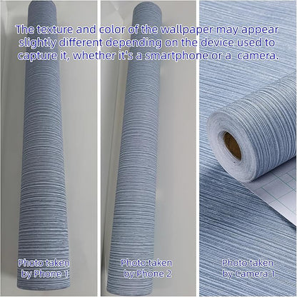 Haimin Grasscloth Wallpaper Textured 24in X 393in Fabric Contact Paper Grey Blue Wall Paper Textured Linen Peel and Stick Self-Adhesive Thick Vinyl Embossed Film Wallpaper (Gray Blue)