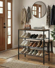 4-Tier Shoe Rack for Entryway, Bedroom & Living Room – Sturdy Shoe Storage Organizer with Adjustable Leveling Feet, Compact Design (26.9”x11.8”x25.1”), Rustic Brown