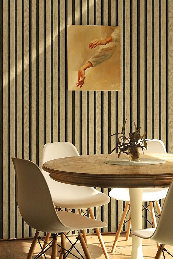 Wallpaper Peel and Stick Wood Grating Stripe Self-Adhesive Wallpaper Faux Wood Contact Paper Wood Slats Self Adhesive Wall Paper PVC Vinyl Film Removable Waterproof (Wood A, 17.3