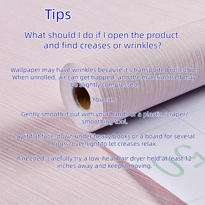 Haimin Grasscloth Wallpaper Textured 24in X 393in Fabric Contact Paper Pink Wall Paper Textured Linen Peel and Stick Self-Adhesive Thick Vinyl Embossed Film Wallpaper (Pink)