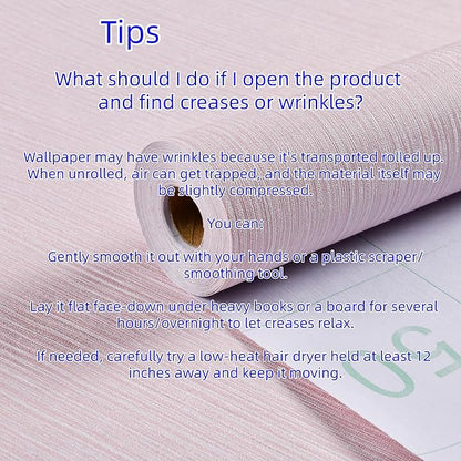Haimin Grasscloth Wallpaper Textured 24in X 393in Fabric Contact Paper Pink Wall Paper Textured Linen Peel and Stick Self-Adhesive Thick Vinyl Embossed Film Wallpaper (Pink)