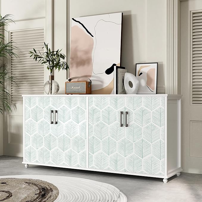 MelunMer Modern Peel and Stick Wallpaper Boho Contact Paper for Cabinets/Drawers 276In L 17.3In W Self Adhesive Removable Wallpaper for Bedroom/Bathroom Waterproof Geometric Contact Paper Green/White