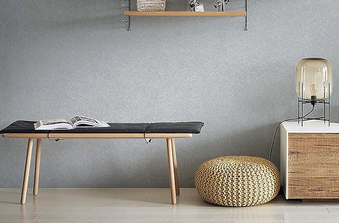 Safiyya 17.3 inch X 393 inch Wallpaper Silver Grey Silk Wallpaper Peel and Stick Textured Wall Paper Silk Removable Solid Color Contact Paper for Walls Vinyl Rolls