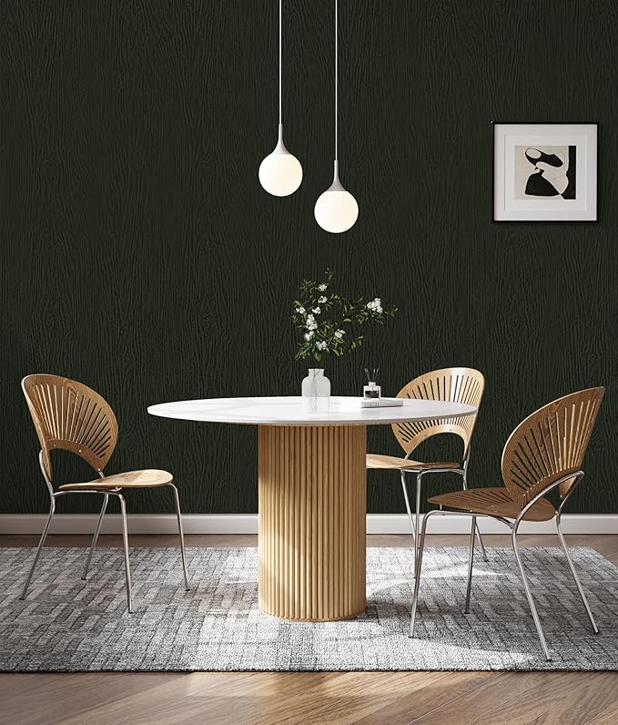 Wood Contact Paper Dark Green Peel and Stick Wallpaper,Thicken No Tear Vinyl Wrap Sticker, Self Adhesive Waterproof Faux Wood Grain Wallpaper Cover Cabinets Desk Furniture Decoration 11.8 in X 78.7in
