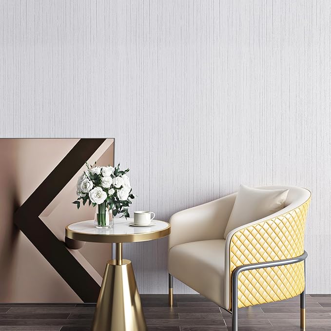 Livelynine 15.8x197 Peel and Stick Grasscloth Wallpaper White Textured Wall Paper for Bathroom Waterproof Grass Cloth Wallpaper Rolls for Walls Fabric Texture Contact Paper Self Adhesive Shelf Lining