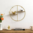 Vintiquewise Elegant 2-Tier Decorative Floating Circular Silhouette Wall Shelf - Circular Metal and Wood Wall-Mounted Shelf for Entryway, Bathroom, Bedroom, and Living Room Decor, Gold Finish