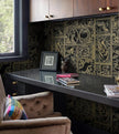 Erfoni Black and Gold Wallpaper Vintage Peel and Stick Wallpaper Special Animals Pattern Contact Paper Stick and Peel Self Adhesive Removable Wall Paper for Countertop Cabinets Covering 78.7