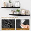 Fun Memories Bathroom Shelves 32 Inch Long Set of 2, Floating Shelves for Wall with Invisible Brackets, for Bedroom, Living Room, Kitchen, Black