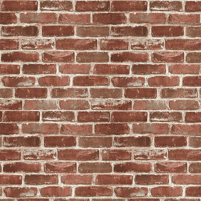 Hopeak Red Brick Wallpaper Self-Adhesive Peel and Stick Wallpaper Waterproof and Removable Good for Home Decoration and Furniture Renovation 35.4 x 393.7 Inch