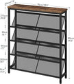 Shoe Rack, 5-Tier Slanted Shoe Storage Shelf, Narrow Shoe Rack for Entryway, Shoe Organizer with Adjustable Feet, Slim Shoe Shelf with Wooden Top and Metal Frame Rustic Brown and Black TXJ02BF
