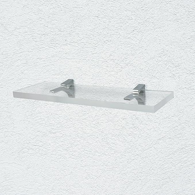 Clear Acrylic Shelves for Wall Storage, 6" W X 30" L, 3/4" Thick Floating Shelves for Wall, Bedroom, Living Room, Bathroom, Kitchen -‎Easy Installation with Screws and Chrome Finish Brackets