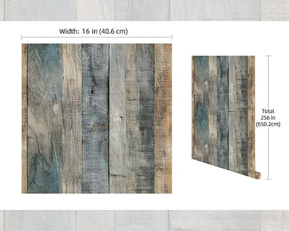 FLFK Grey Wood 16" x 256" Removable Wallpaper Peel and Stick for Bedroom Kitchen Bathroom