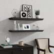 Fun Memories Floating Shelves 32 Inch Long, 9.3 Inch Deep Classic Crown Molding Floating Shelves for Wall, Rustic Wooden Shelves for Wall Decor Bathroom, Kitchen, Office, (Black, 2Pack)
