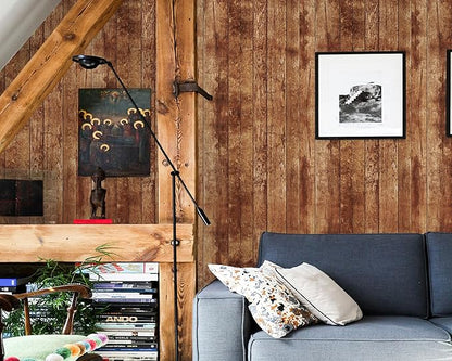 FLFK Vintage Wallpaper Peel and Stick Brown Wood Contact Paper Removable Wallpaper for Bedroom Kitchen Cabinets 16" x 128"
