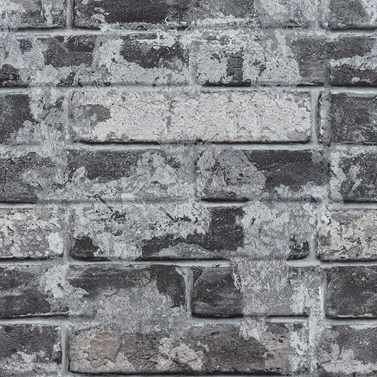 VEELIKE 15.7''x118'' Grey Brick Wallpaper Peel and Stick 3D Textured Faux Brick Wall Paper Self Adhesive Removable Waterproof Rustic Brick Contact Paper for Walls Bedroom Backsplash Cabinet Backdrop