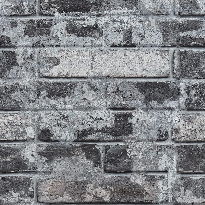 VEELIKE 15.7''x118'' Grey Brick Wallpaper Peel and Stick 3D Textured Faux Brick Wall Paper Self Adhesive Removable Waterproof Rustic Brick Contact Paper for Walls Bedroom Backsplash Cabinet Backdrop
