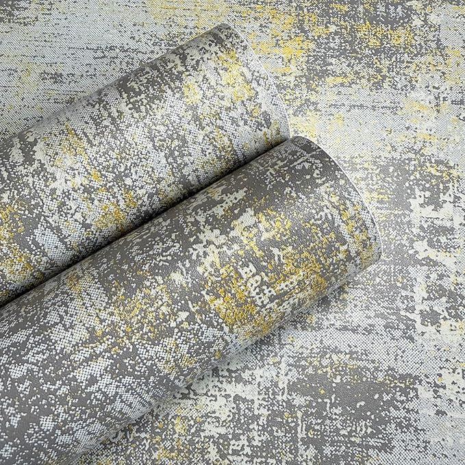 JiffDiff Vintage Metallic Peel and Stick Wallpaper Self Adhesive Industrial Metallic Concrete Wall Paper Modern Stick on Wallpaper Contact Paper(17.3