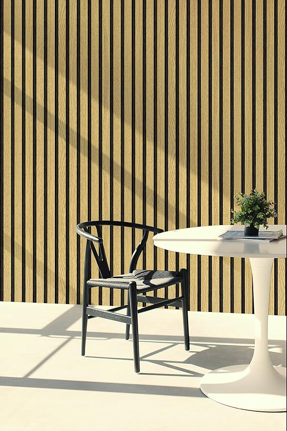 Wallpaper Peel and Stick Wood Grating Stripe Self-Adhesive Wallpaper Faux Wood Contact Paper Wood Slats Self Adhesive Wall Paper PVC Vinyl Film Removable Waterproof (Wood A, 17.3
