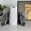Book Ends for Shelves to Hold Books Heavy Duty,Decorative Bookend for Bookshelf Décor, Animal Dragon Book Stopper Dragon Statues for Home, Office Desk, Living Room Decoration,Vintage Silver,1pair