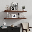 Fun Memories Floating Shelves 36 Inch Long, 9.3 Inch Deep Classic Crown Molding Floating Shelves for Wall, Rustic Wooden Shelves for Wall Decor Bathroom, Kitchen, Office, (Walnut, 2Pack)
