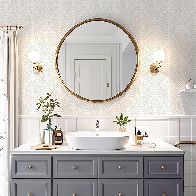 Safiyya 17.3"x393" Peel and Stick Wallpaper Boho Contact Paper Beige Neutral Modern Geometric Wall Paper Self Adhesive Removable Wallpaper for Bedroom Vinyl Rolls