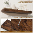Fun Memories Floating Shelves for Wall, 32Inch Floating Shelves Set of 2, Hanging Shelf with Invisible Brackets, Wood Shelves for Living Room, Bedroom, Kitchen, Brown