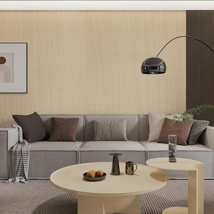 BOMENG White Oak Wood Contact Paper Peel and Stick Light Oak Wallpaper Countertops for Kitchen Beige Wood Wallpaper 16"x354" Faux Wood Grain Wall Paper for Cabinets Drawes Liner Walls Desk
