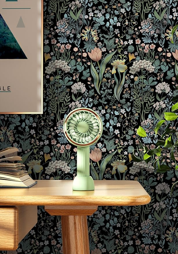 Peel and Stick Wallpaper Vintage Wall Paper Black Floral Contact Paper Removable Wallpaper 17.3