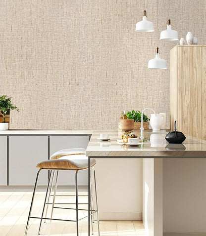 Beige Grasscloth Peel and Stick Wallpaper Textured Contact Paper 15.7inch x 787.4inch Faux Linen Vintage Grasscloth Contact Paper Self Adhesive Removable Wallpaper Vinyl