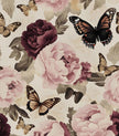 Butterfly Floral Wallpaper Peel and Stick, Vintage Beige/Pink Contact Paper 17.5
