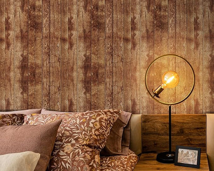 FLFK Peel and Stick Wallpaper Vintage Brown Wood Contact Paper for Cabinets Countertop 16" x 64"