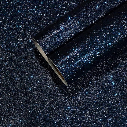 CHIHUT 15.7''x236'' Dark Blue Glitter Contact Paper for Walls Self Adhesive Black Blue Glitter Wallpaper Stick and Peel Removable Fabric Wallpaper Decorative Sparkle Wall Paper for Cabinets Dresser